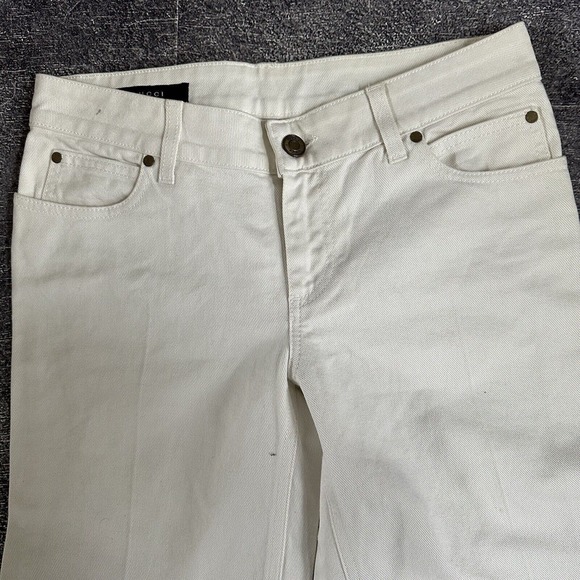 Women's Gucci Eco Washed Organic Cotton Flare White Jeans Pants Sz IT 38 (US S) - Picture 2 of 7